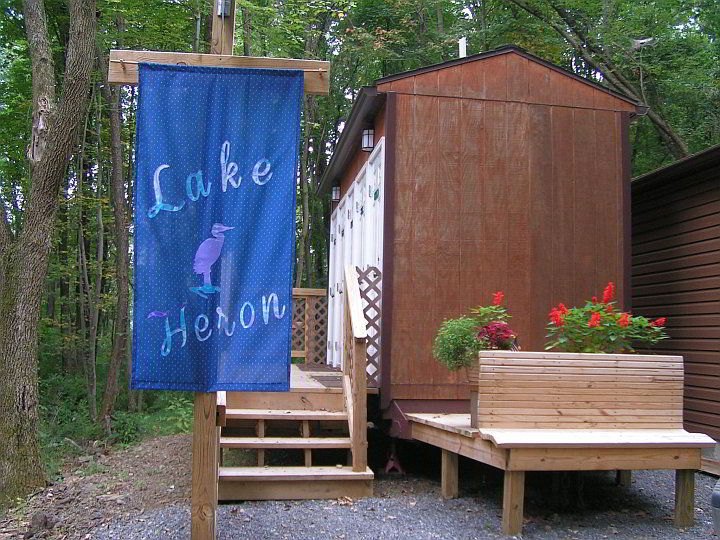 Lake Heron banner and comfort station